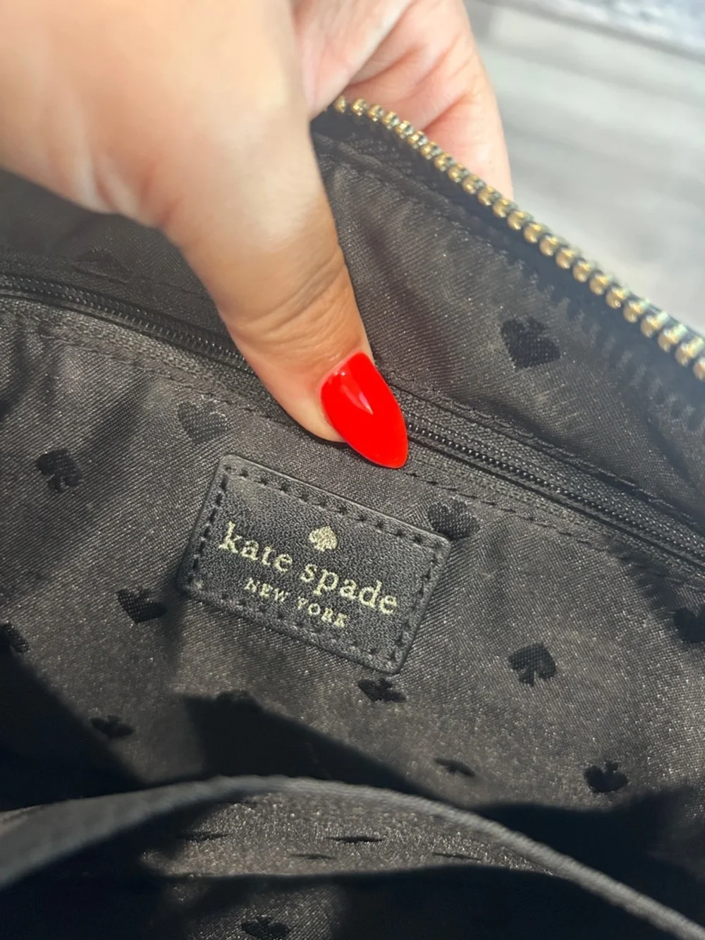 kate spade Black Leather Crossbody Pouch with Gold Logo
